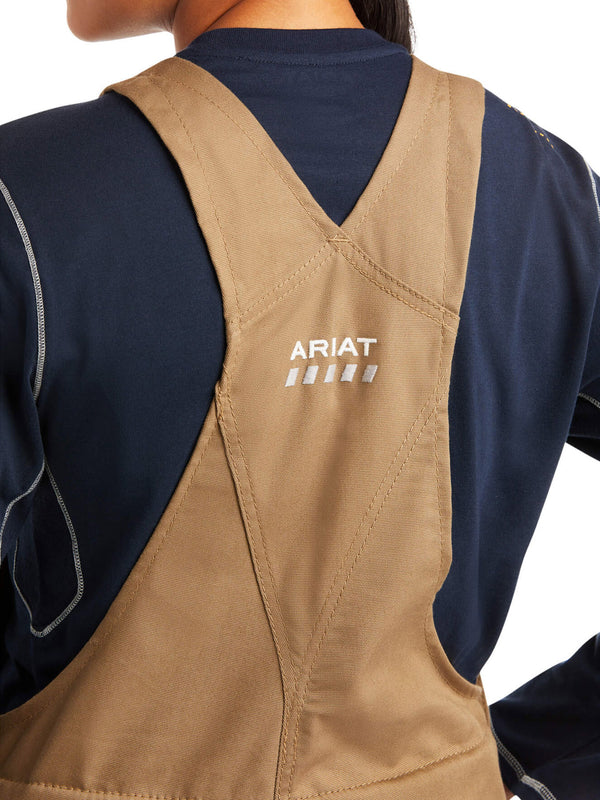 Ariat 10036685 Rebar DuraCanvas Stretch Insulated Bib in Field Khaki Back Top Detail View