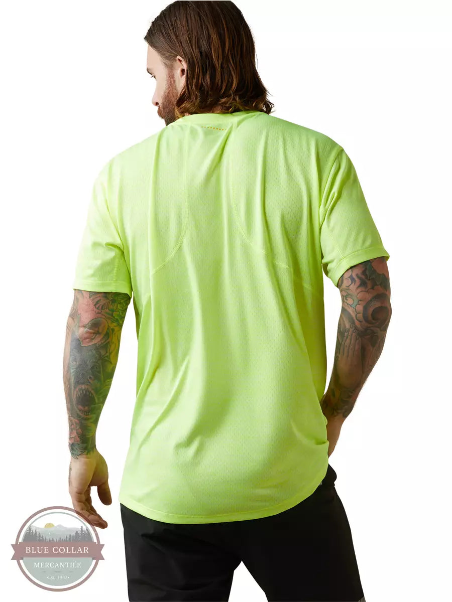 Ariat 10043326 Rebar Evolution Athletic Fit T-Shirt in Safety Yellow Back View