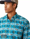 Ariat 10043638 Konner Classic Fit Short Sleeve Shirt in Enamel Blue Front Detail View