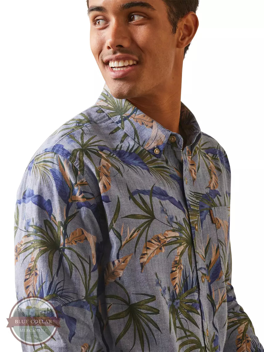 Ariat 10043710 Classic Fit Long Sleeve Shirt in Paradise Palm Print Detail View