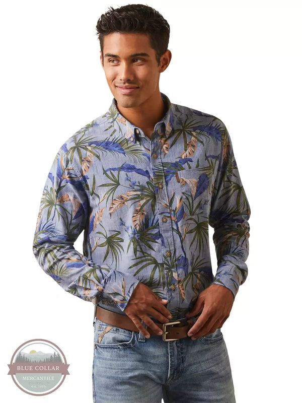 Ariat 10043710 Classic Fit Long Sleeve Shirt in Paradise Palm Print Front View
