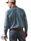 Ariat 10043784 Pro Series Lincoln Classic Fit Long Sleeve Shirt in Blue and Green Plaid Back View