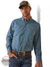 Ariat 10043784 Pro Series Lincoln Classic Fit Long Sleeve Shirt in Blue and Green Plaid Front View
