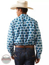 Ariat 10043793 Levi Classic Fit Long Sleeve Snap Shirt with a Blue and White Aztec Print Back View