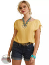 Ariat 10045002 Sweet Spring Short Sleeve Top in Rattan with Sleeve Ties Front View