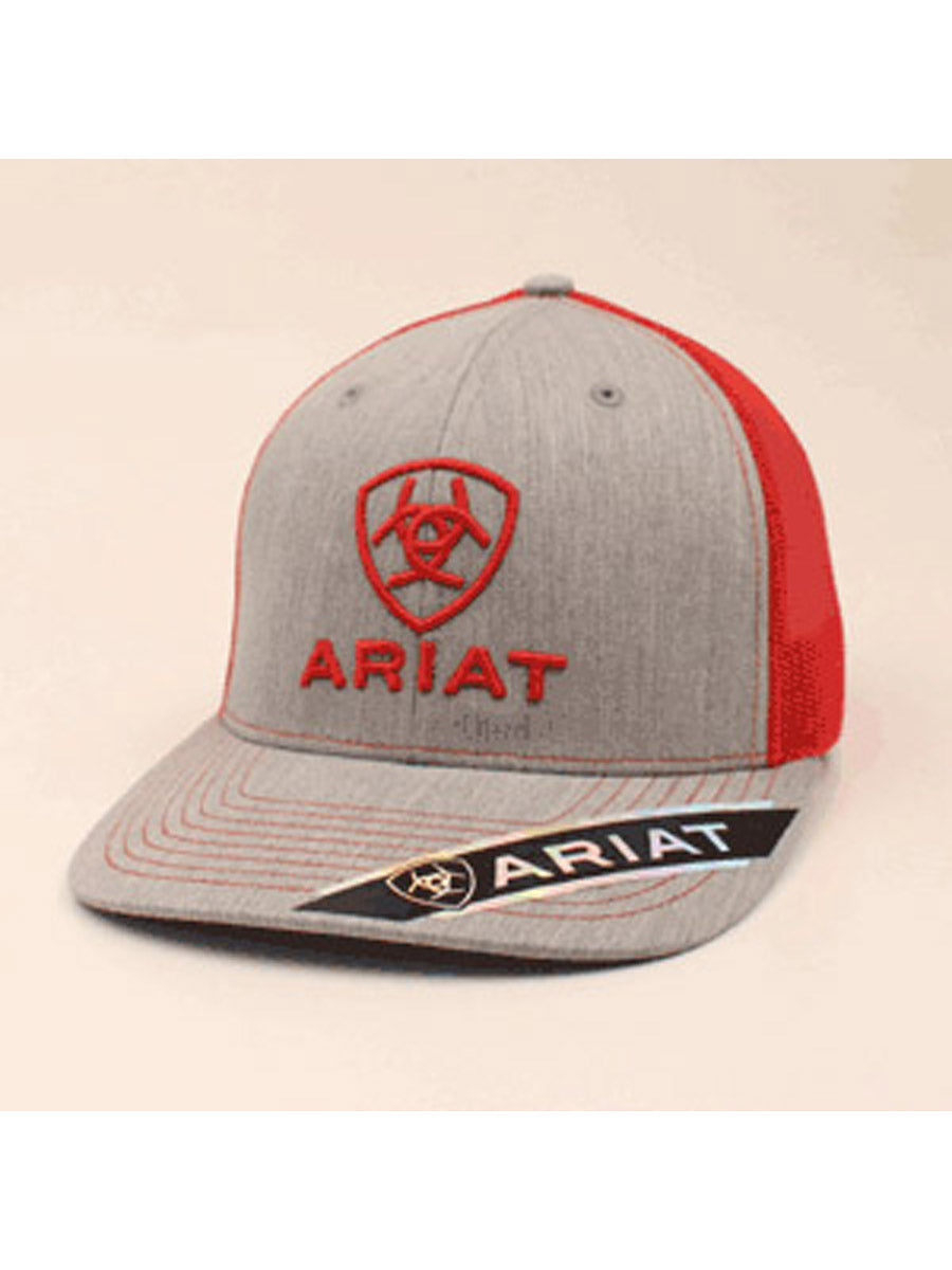 Ariat A300005104 R112 Gray & Red Cap Profile View