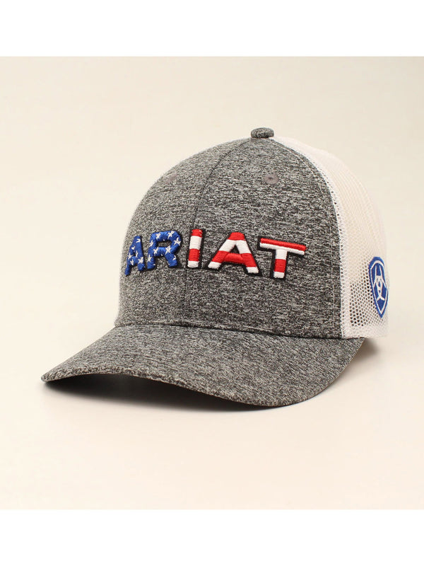 Ariat A300009406 Gray Embroidered USA Flag Cap Profile View