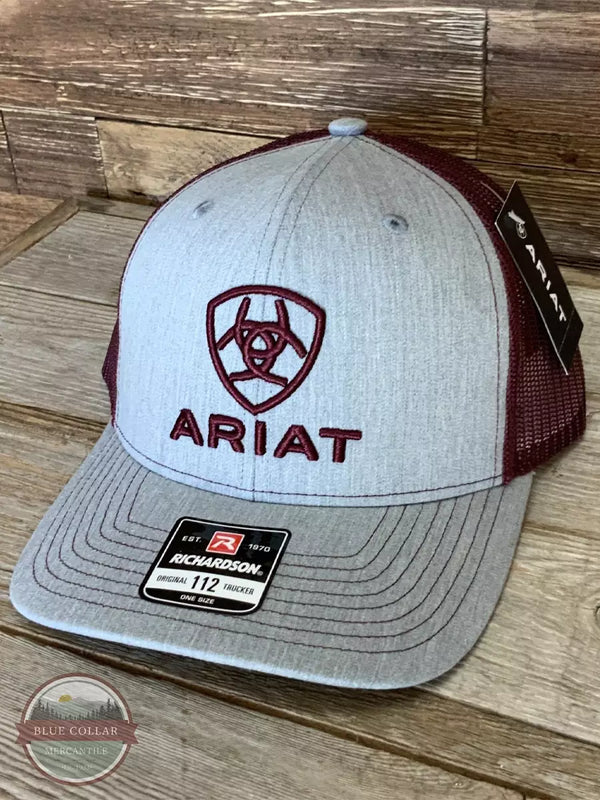 Ariat A300012009 R112 Grey Cap with Burgundy Embroidery Life View