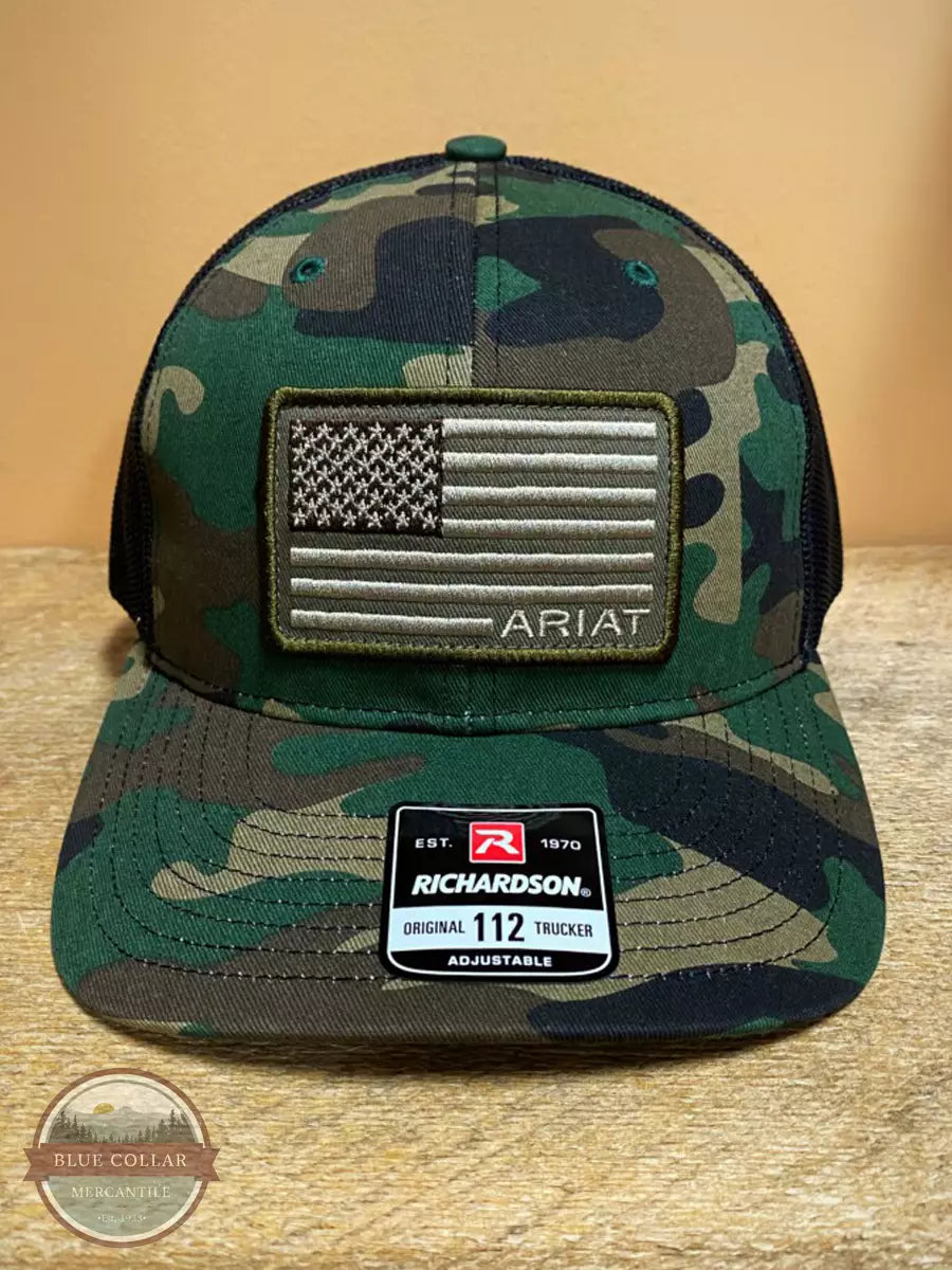 Ariat A3000158222 R112 USA Flag Patch Cap in Camo Front Life View