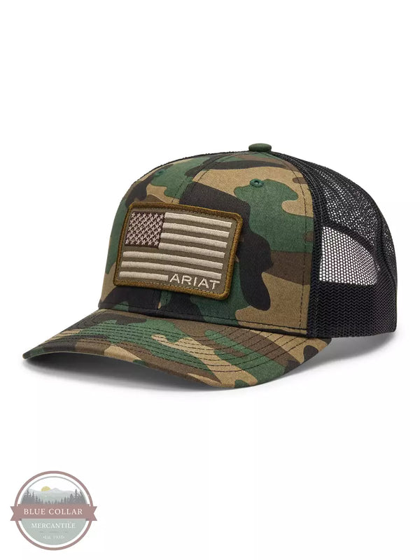 Ariat A3000158222 R112 USA Flag Patch Cap in Camo Profile View
