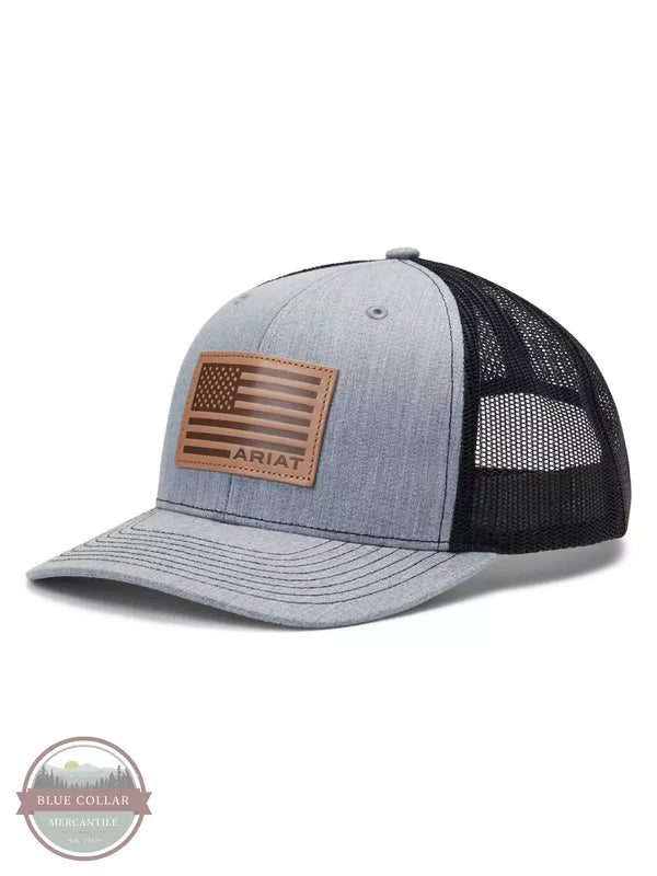 Ariat A300015906 R112 USA Flag Patch Cap in Grey Profile View