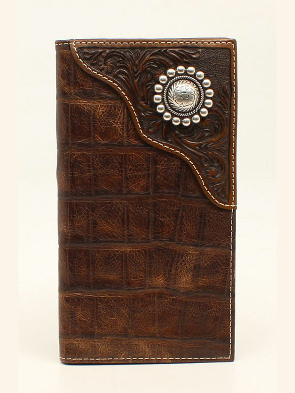 Ariat A3529402 Rodeo Crocodile Corner Concho Wallet / Checkbook Front View