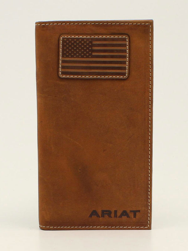 Ariat A3548344 Rodeo Flag Patch Logo Wallet / Checkbook Front View