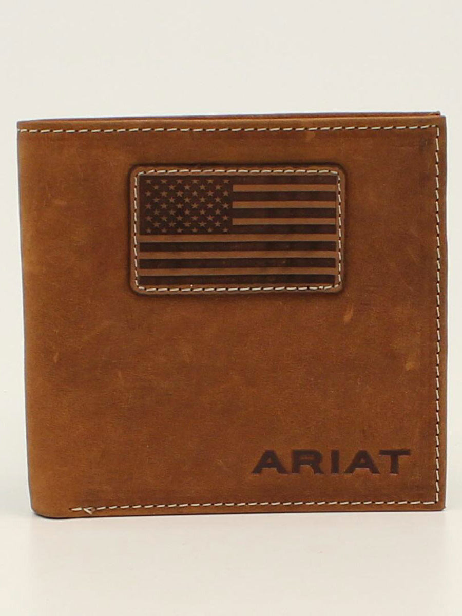 Ariat A3548544 Flag Patch Logo Bi-Fold Wallet Front View