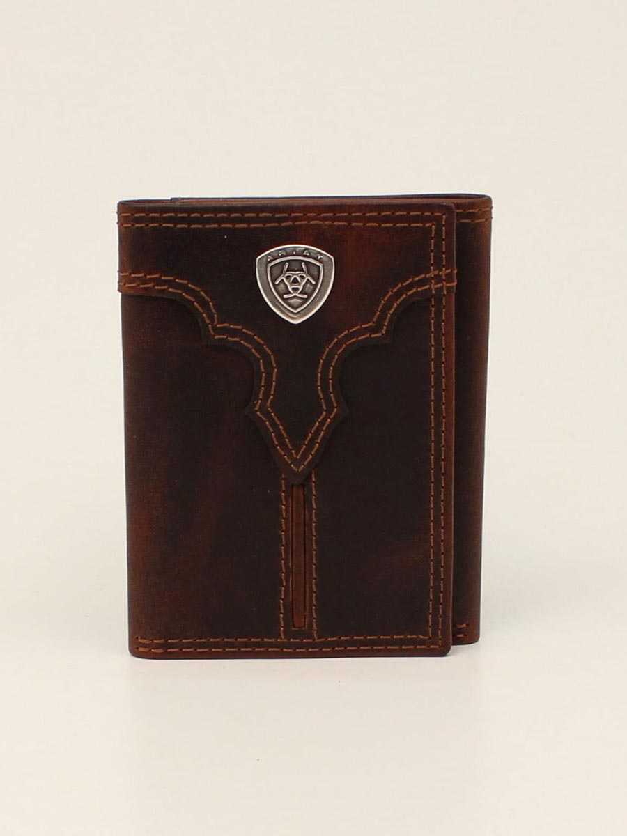 Ariat A3550102 Center Bump Shield Tri-Fold Wallet  Front View