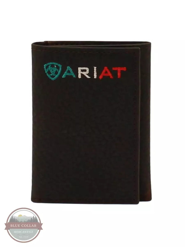 Ariat A35508282 Mexican Logo Tri-fold Wallet in Brown Front View