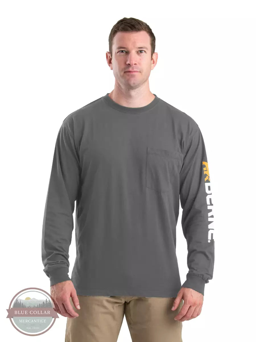 Berne BSM14 Signature Long Sleeve Performance T-Shirt Slate Front View