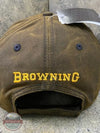 Browning 308412881 Dura-Wax Solid Color Cap with 3D Buckmark in Brown Back Detail