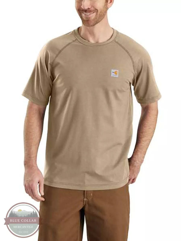 Carhartt 102903 Flame Resistant Force Cotton Short Sleeve T-Shirt Khaki Front View