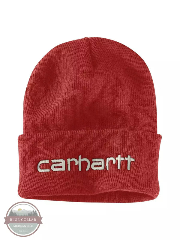Carhartt 104068 Knit Insulated Logo Graphic Cuffed Beanie Chili Pepper Front View