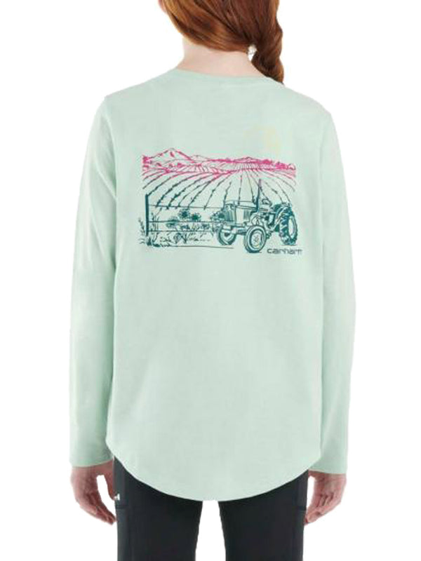 Carhartt CA9877-G501 Long Sleeve Farm Land T-Shirt in Mint Back View