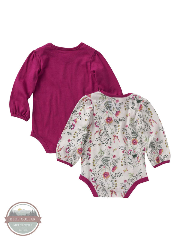 Carhartt CG9809-F34 2 Piece Set: Long Sleeve Onesies Pink and Wildflowers Back View