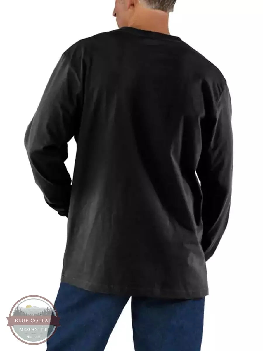 Carhartt K128 Loose Fit Heavyweight Long Sleeve Pocket Henley T-Shirt Back Back View