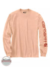 Carhartt K231 Loose Fit Heavyweight Long Sleeve Logo Sleeve Graphic T-Shirt Spring Season Pale Apricot Front View
