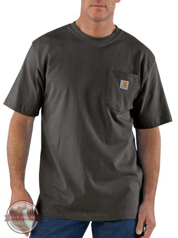 Carhartt K87 Loose Fit Heavyweight Short Sleeve Pocket T-Shirt Basic Colors Peat Front View