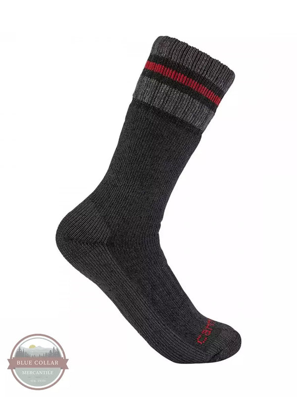 Carhartt SB7742M-BLACK 2-Pack Heavyweight Synthetic Wool Blend Boot Sock in Black Detail View