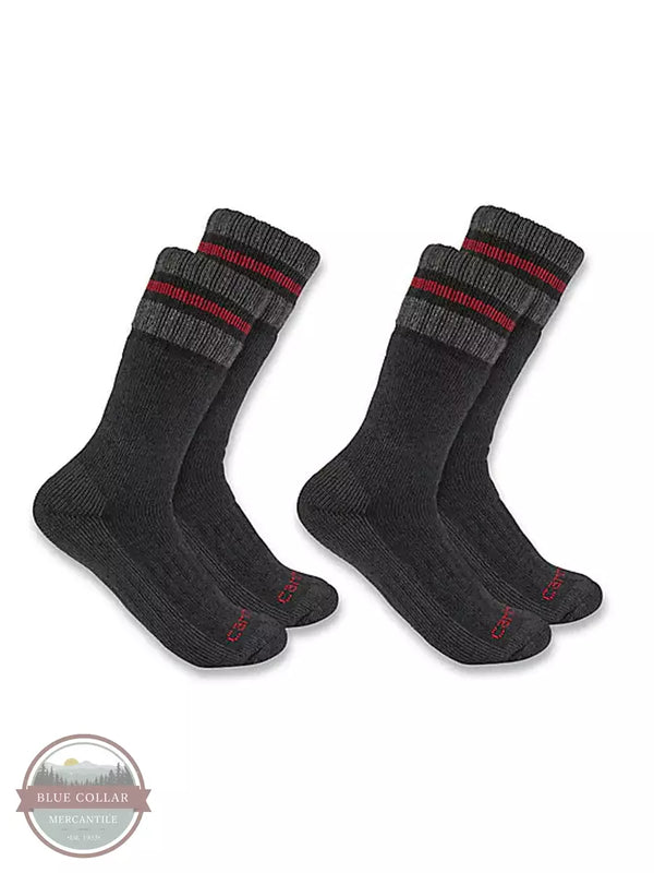 Carhartt SB7742M-BLACK 2-Pack Heavyweight Synthetic Wool Blend Boot Sock in Black 2Pair View