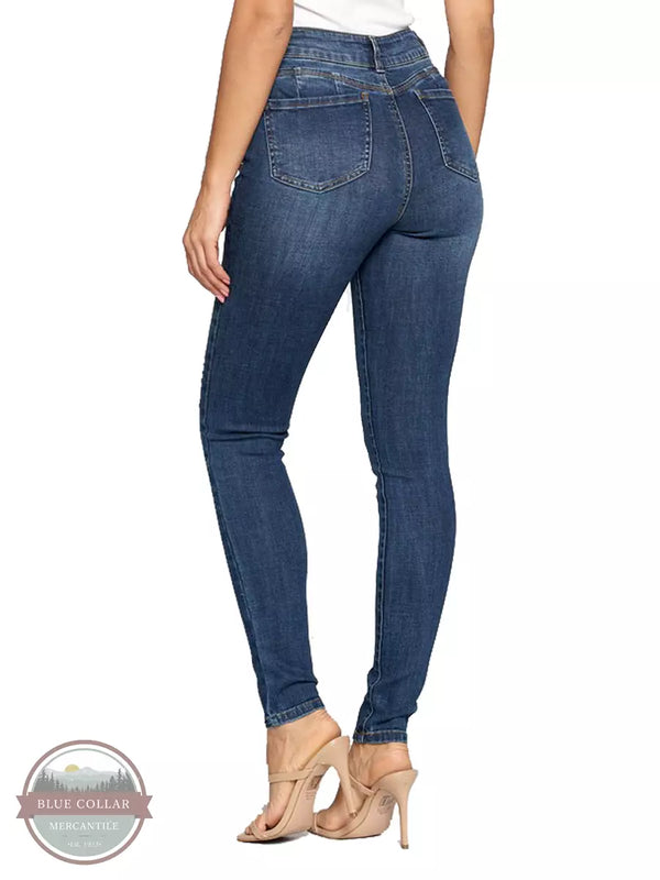 C'EST TOI CTB668 Mid Rise 2 Button Push Up Skinny Jeans Back Profile View