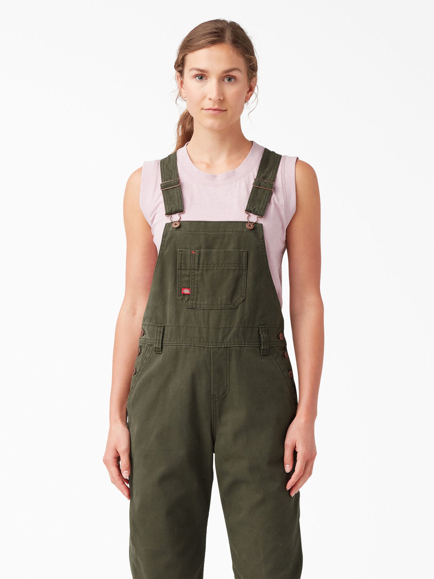 Dickies FB206 Relaxed Fit Bib Overalls Green Front View