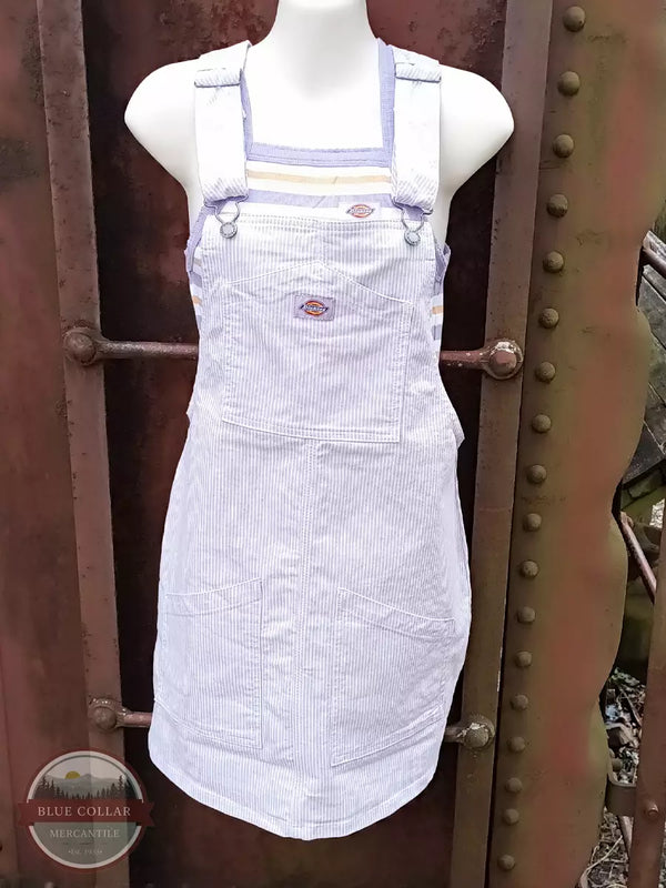 Dickies FVR53YPS Overall Dress in Lilac Denim Stripe Front View