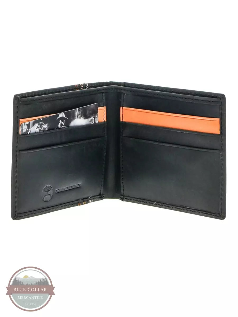 Hooey HBF016-BK Ranger Bi-Fold Wallet in Black with Embroidery Inside View
