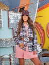 Hooey HF1001CHGY Ladies Flannel Snap Long Sleeve Shirt in Charcoal/Grey Life Front View