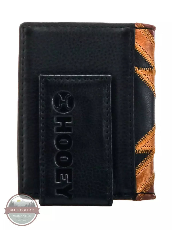 Hooey HFBF007-BRBK Montezuma Bi-Fold Wallet Money Clip in Black with Patchwork Back View