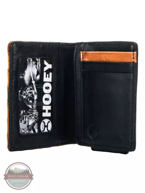 Hooey HFBF007-BRBK Montezuma Bi-Fold Wallet Money Clip in Black with Patchwork Inside View
