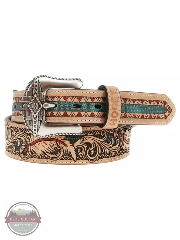 Hooey HMBLT004 War Paint Belt in Natural/Turquoise/Red Front View