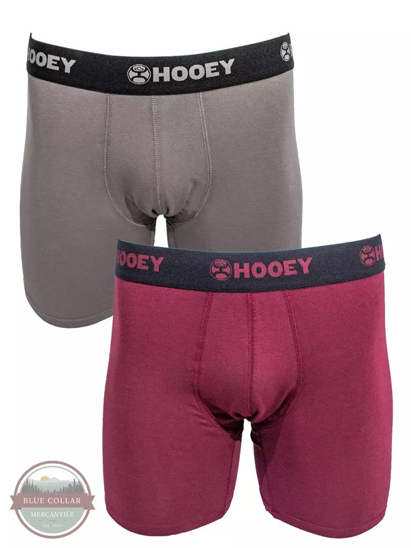 Hooey HU0 2-Pack Bamboo Boxer Briefs Grey/Port Royal Front View