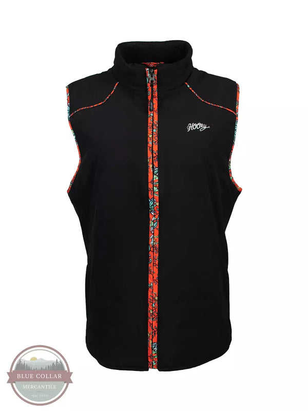 Hooey HV098BKFL Packable Vest in Black with Red Floral Lining Front View