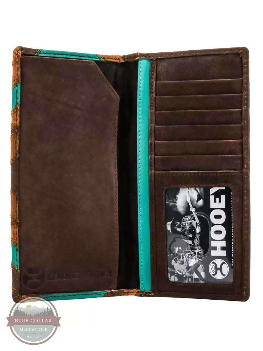 Hooey HW007-BRTQ Montezuma Rodeo Checkbook in Brown and Turquoise with Patchwork Inside View