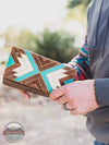Hooey HW007-BRTQ Montezuma Rodeo Checkbook in Brown and Turquoise with Patchwork Life View