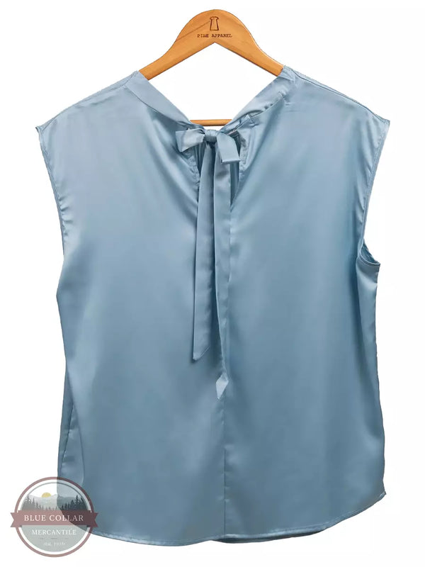 Jon & Anna 6836 Satin Sleeveless Top with Back Tie Blue Back View