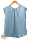 Jon & Anna 6836 Satin Sleeveless Top with Back Tie Blue Front View