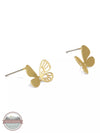 Joy Susan 335-195E Detailed Butterfly Stud Earrings Gold Side View