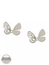 Joy Susan 335-195E Detailed Butterfly Stud Earrings Silver Front View