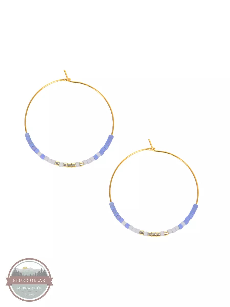 Joy Susan 341/04BL Endless Hoop with Beads Earrings in Blue Pair Side View