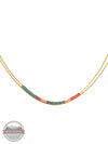 Joy Susan 341/06 Gold Two Row Chain with Beads Necklace Coral Front View