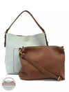 Joy Susan L8008 Classic Hobo Handbag with Crossbody Purse Blue Hygrangea/Coffee Full View